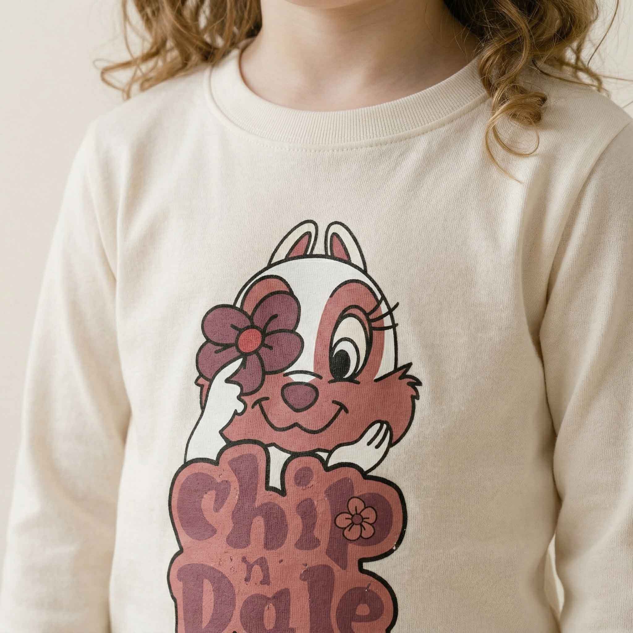 Chip n Dale Girls Half Sleeves Pajama Set -  Cream & Brown