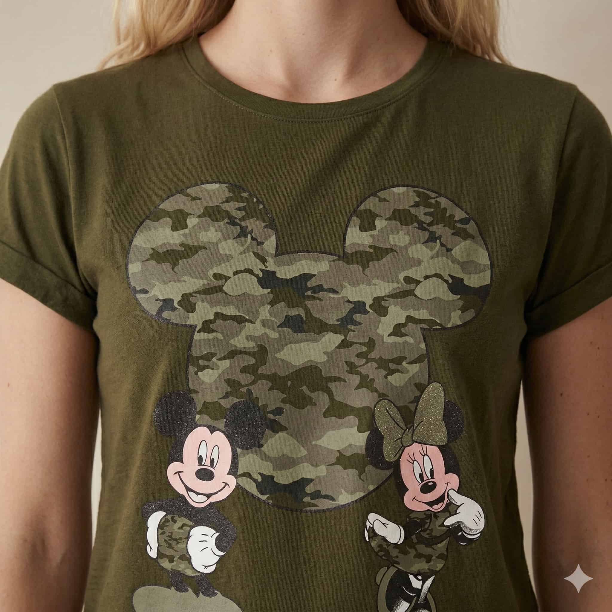 Camouflage Minnie Mouse Women Pajama Set - Green