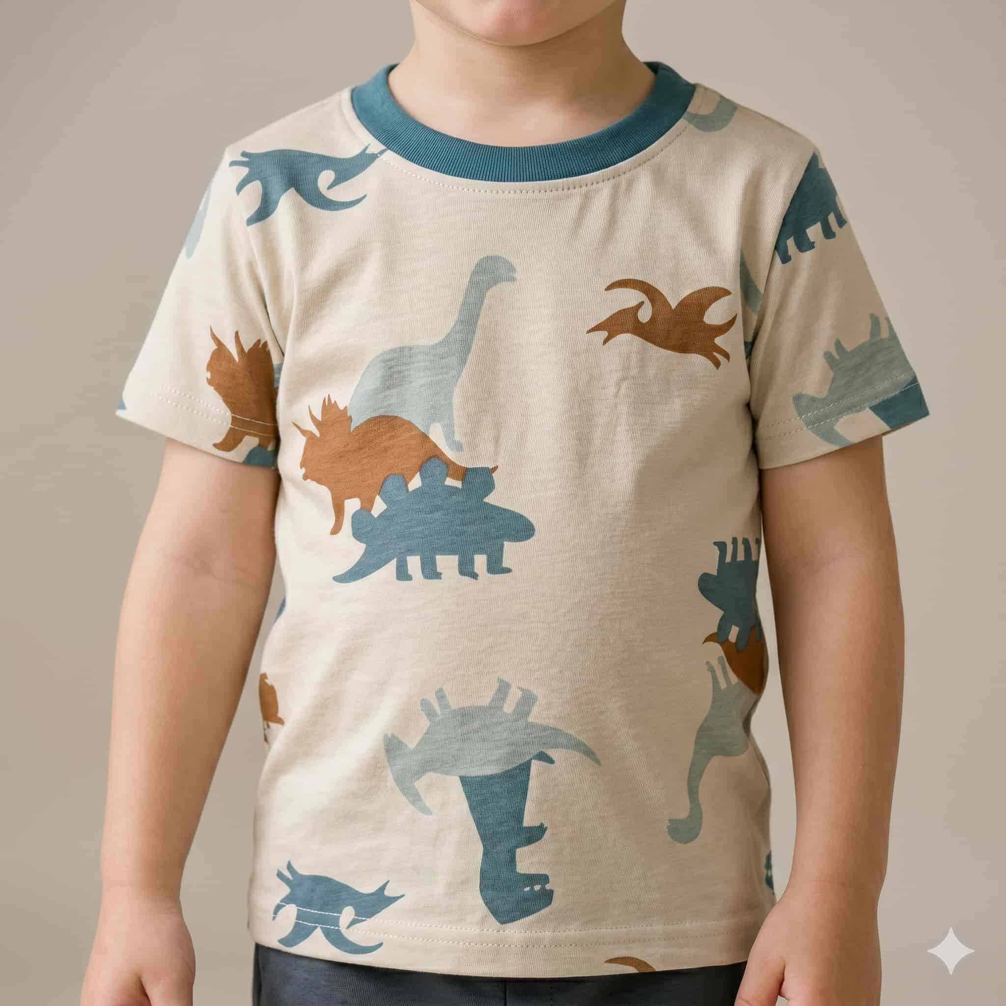 Dino Drift Boys Half Sleeves Short Set - Beige