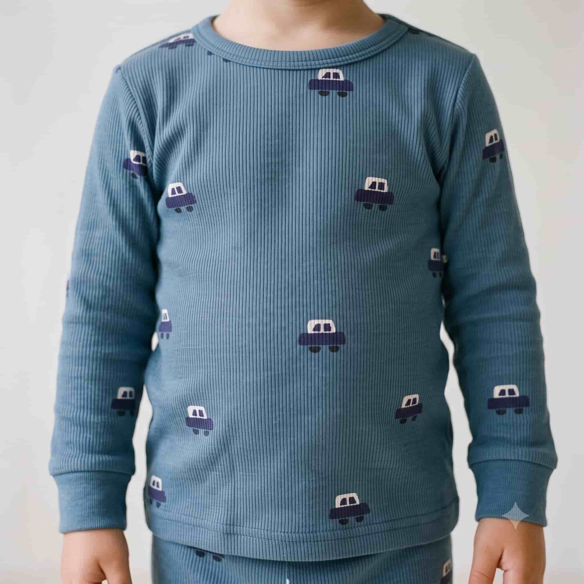 Little Cruiser Boys Full Sleeves Pajama Set - Slate Blue