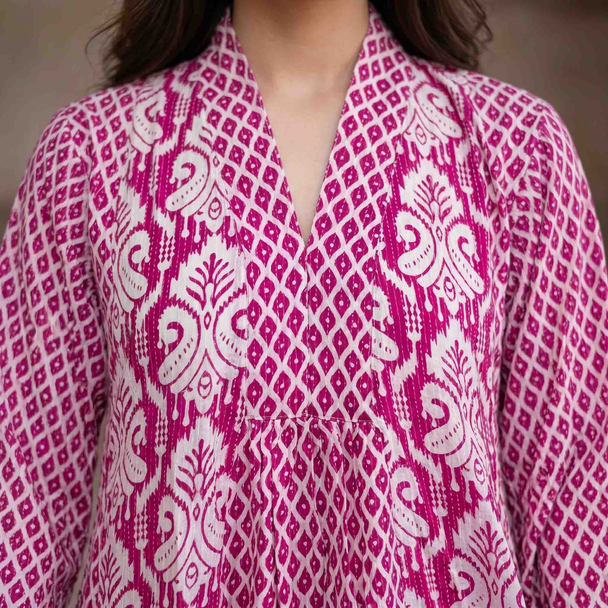 Boho Diamond Print Women Darra - Pink