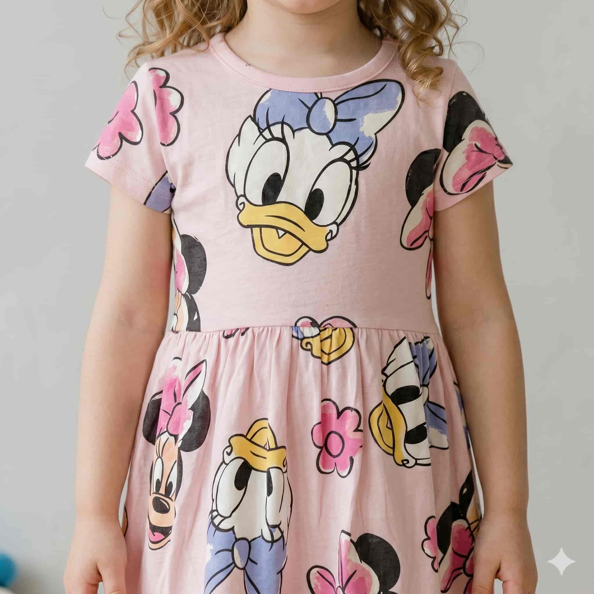 Minnie Mouse & Donald Duck Girls Frock - Pink