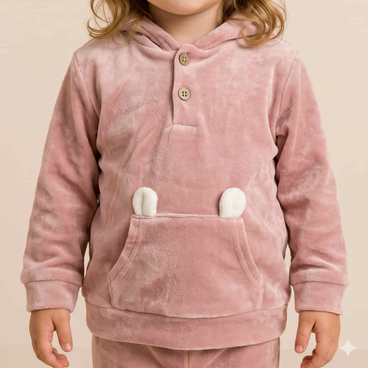 Bunny Cuddles Baby Girls Winter Full Sleeves Pajama Set – Dusty Pink