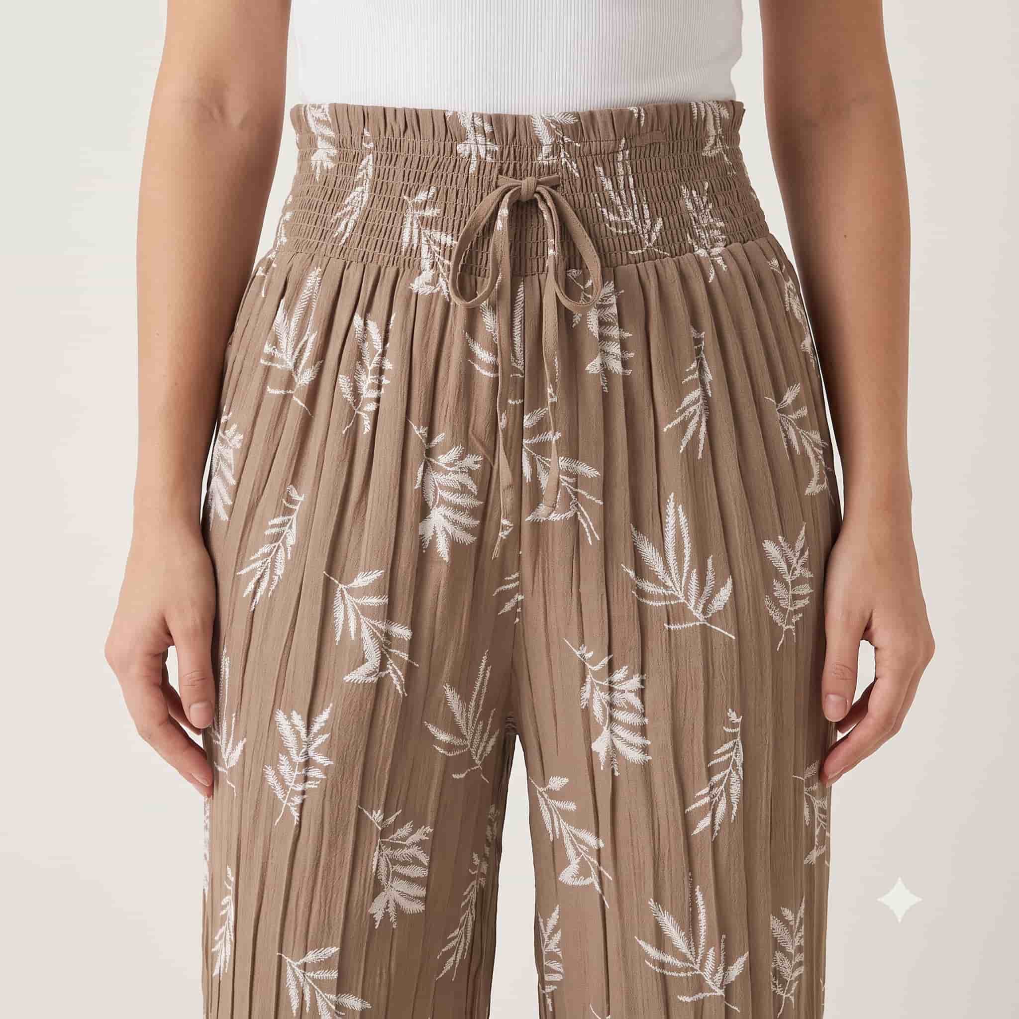 Desert Fern Plazzo Women Pants - Mocha Brown