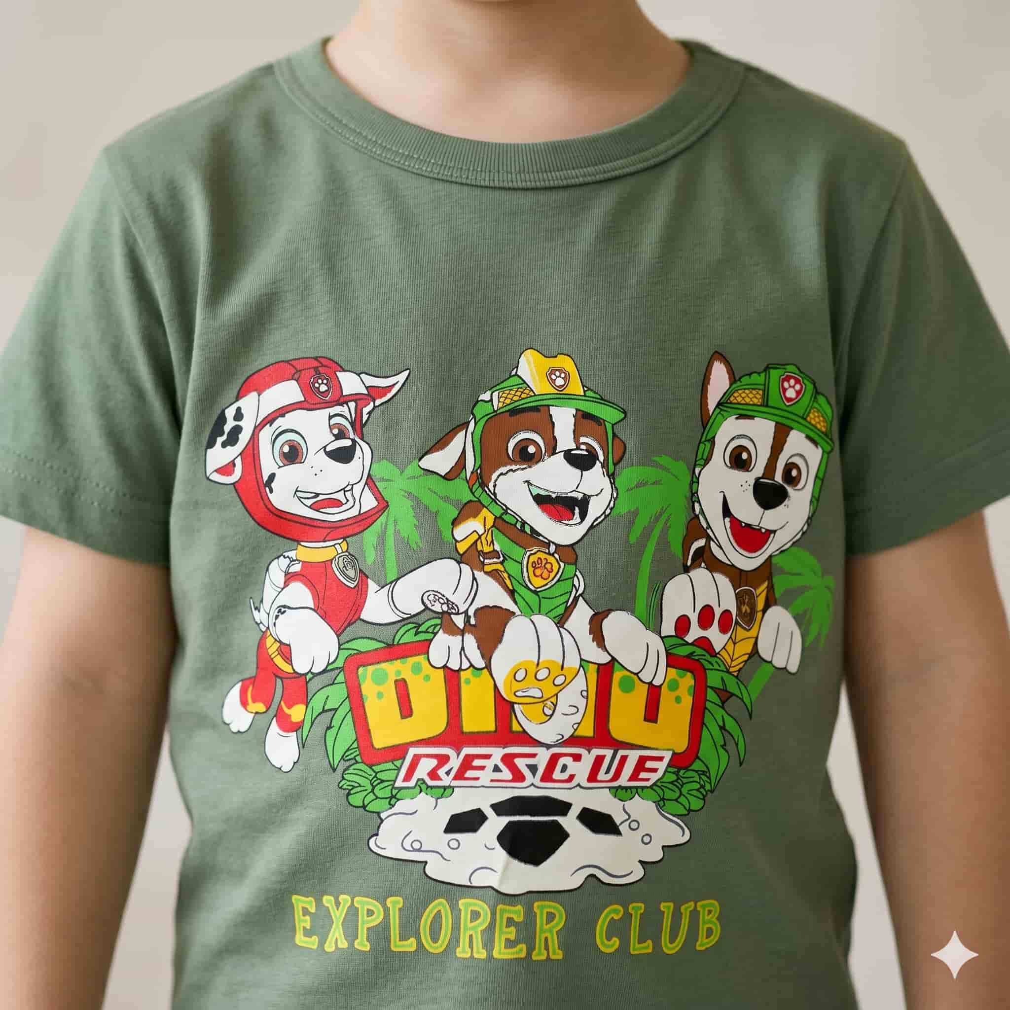 Dino Rescue Boys Short Set - Olive Green