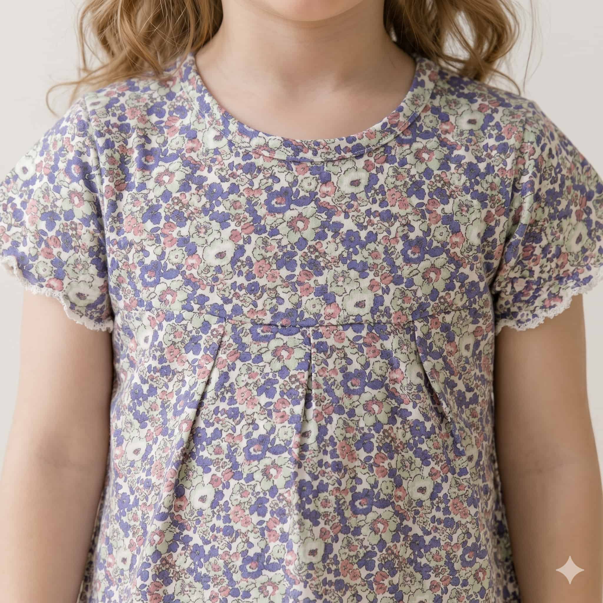 Floral Bliss Girls Half Sleeves Pajama Set - Lavender