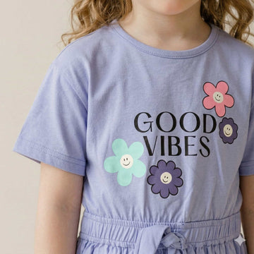 Good Vibes Girl Frock - Light Blue