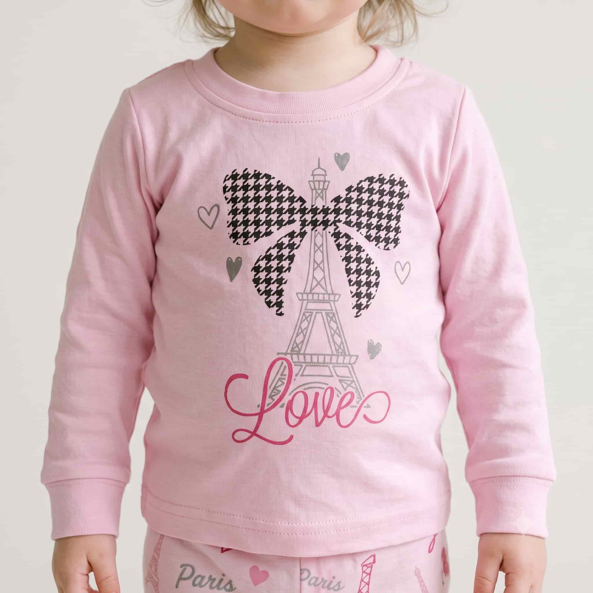 Parisian Love Baby Girls Full Sleeves Pajama Set - Baby Pink