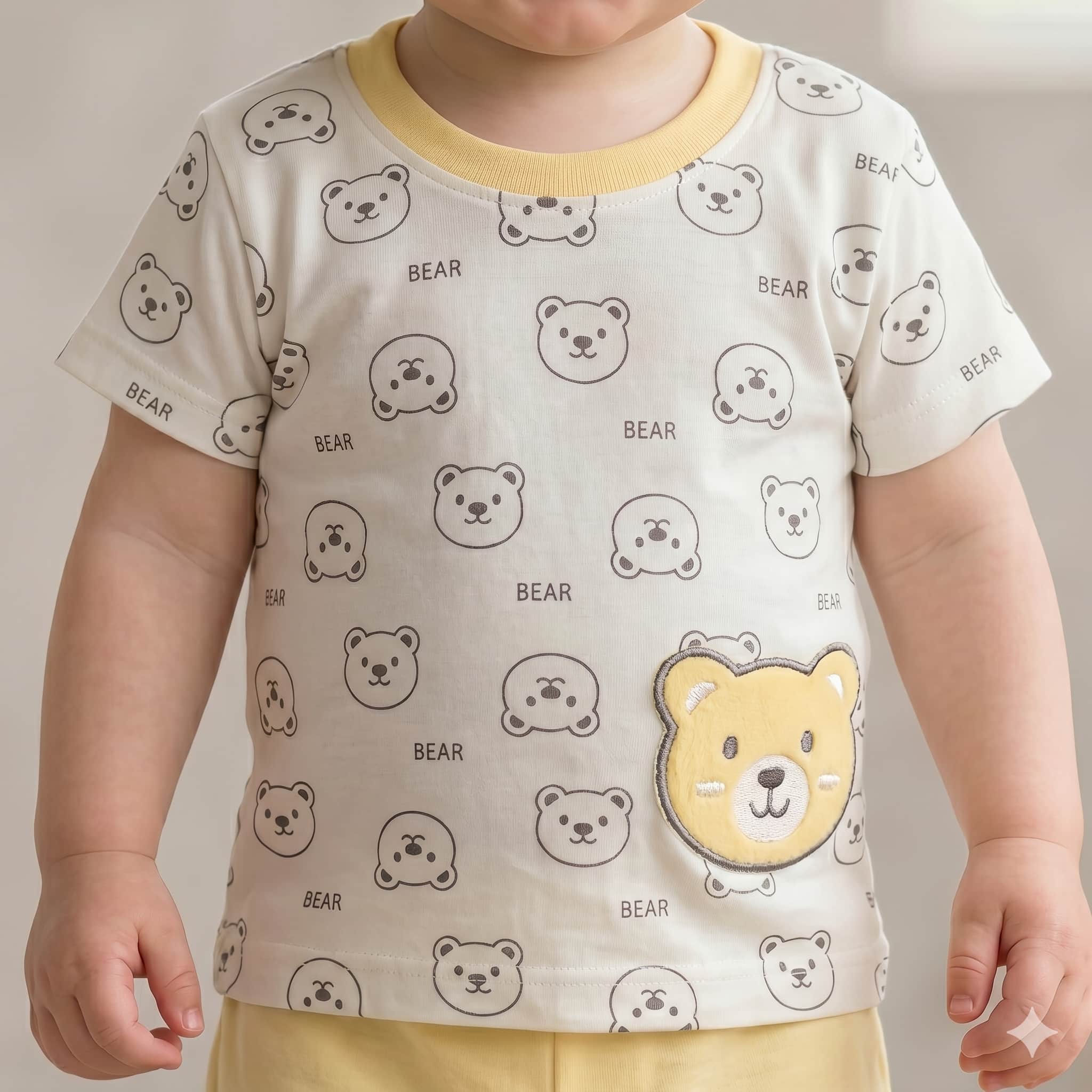 Sunny Bear Buddy Half Sleeves Baby boy Pajama Set - Yellow