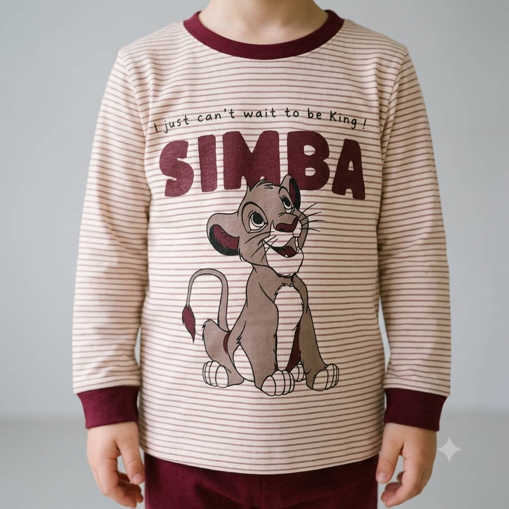 Simba Boys Full Sleeves Pajama Set – Cream
