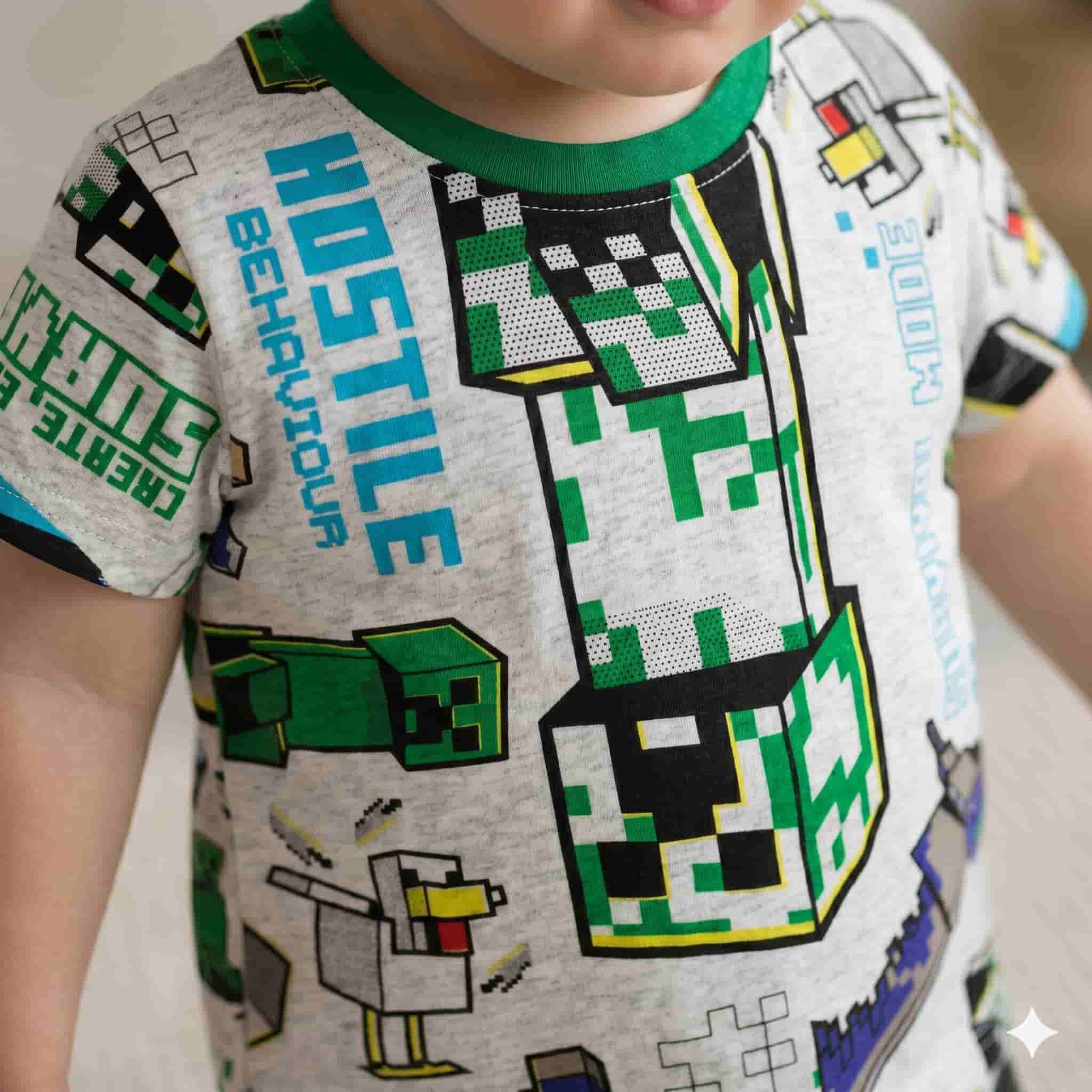 Minecraft Baby Boys Half Sleeves Set - Grey