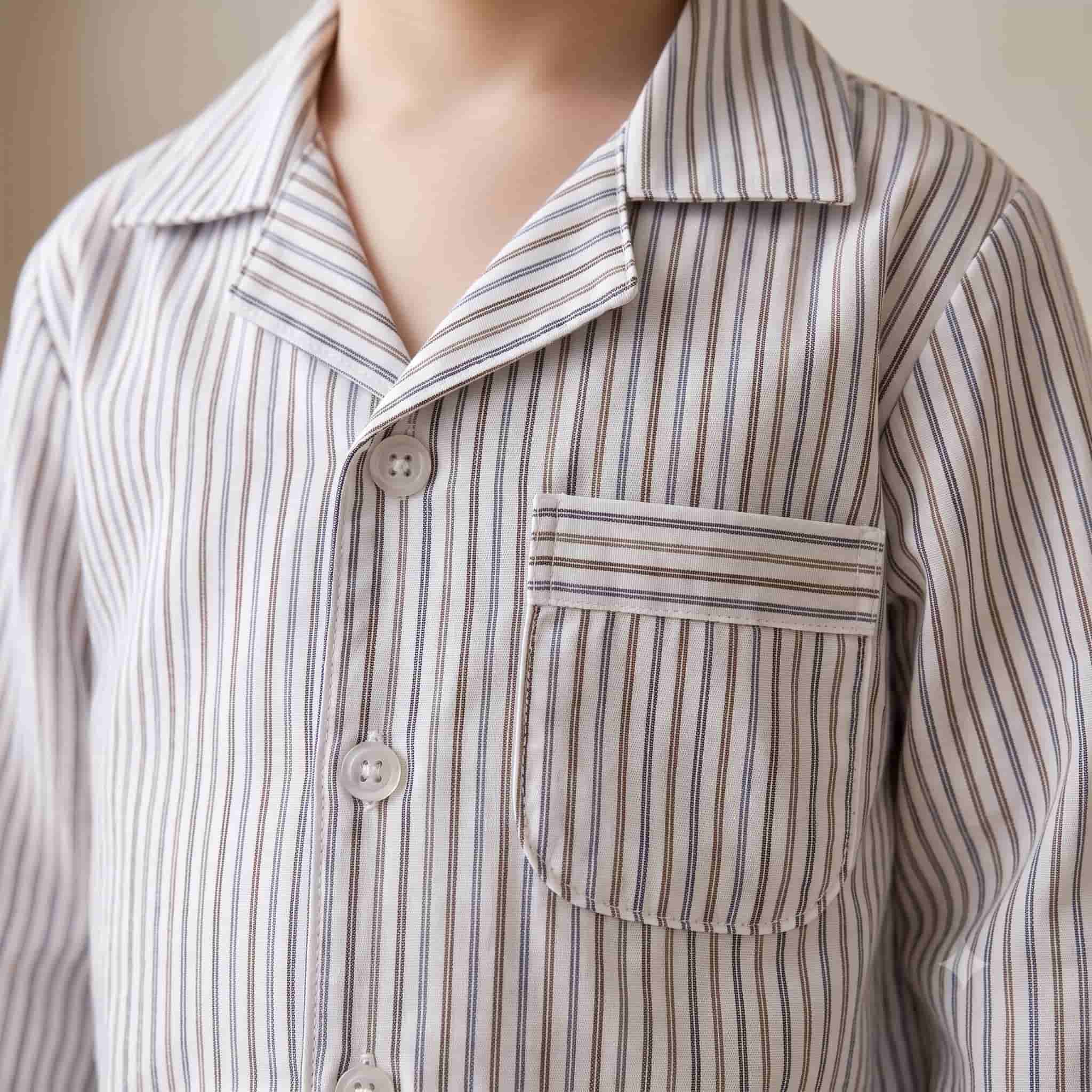 Cozy Classics Boys Full Sleeves Pajama Set -  Brown Stripes