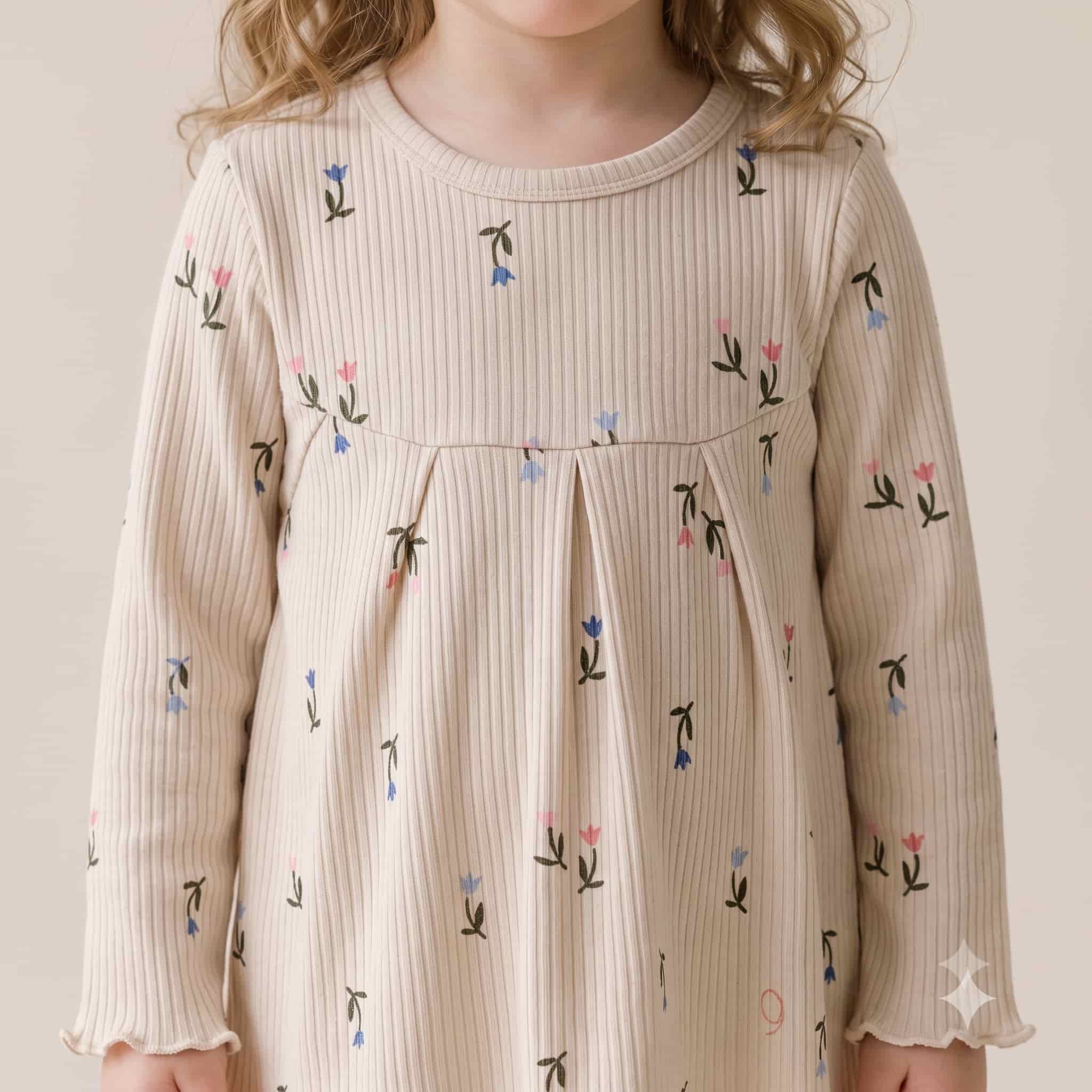 Delicate Buds Girls Full Sleeves Pajama Set - Beige