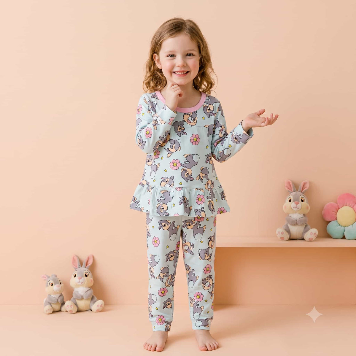 Disney Bunny Girls Full Sleeves Pajama Set – Light Blue