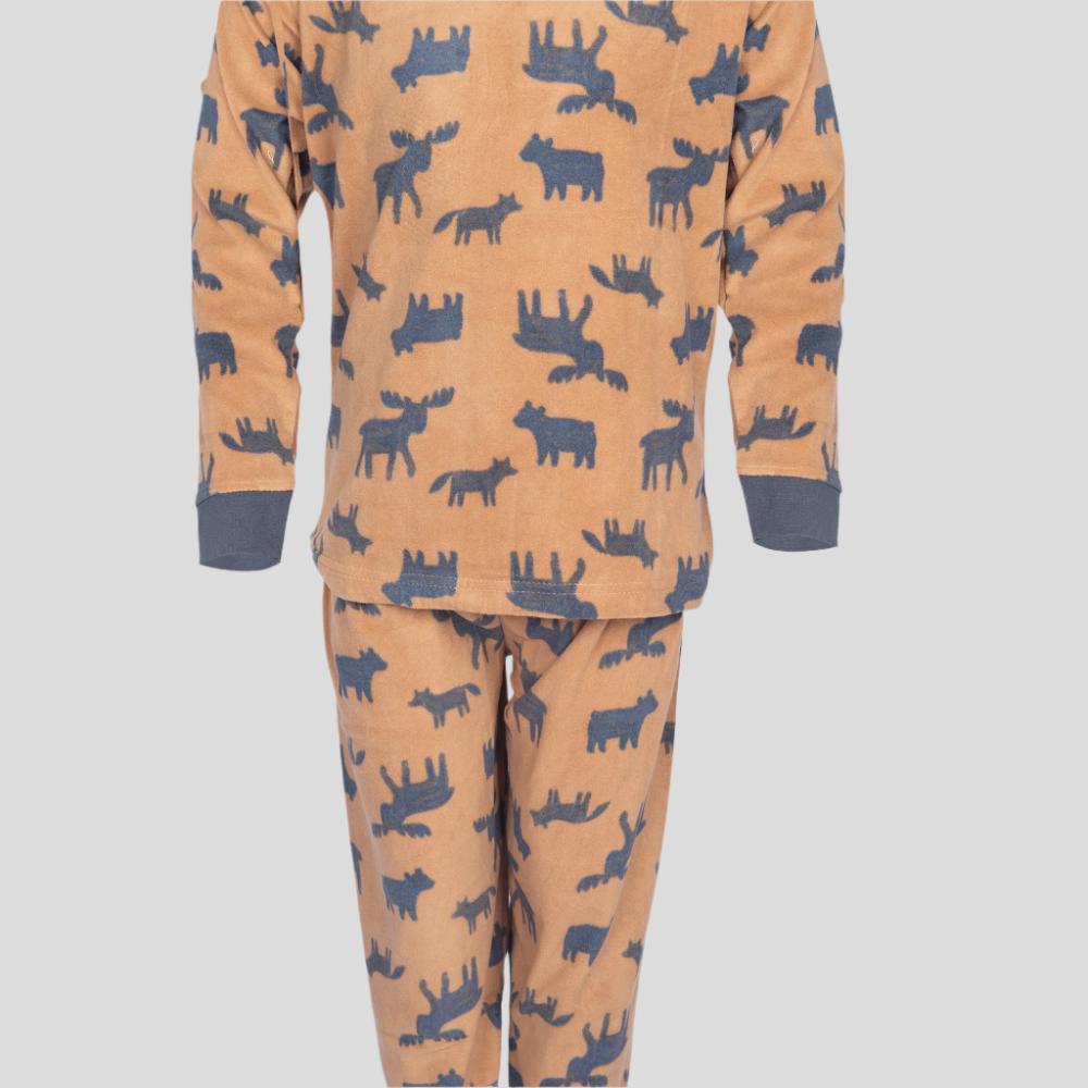 Reindeer Boys Fleece Pajama Set - Brown