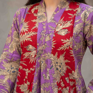 Gold Floral Women Darra - Purple