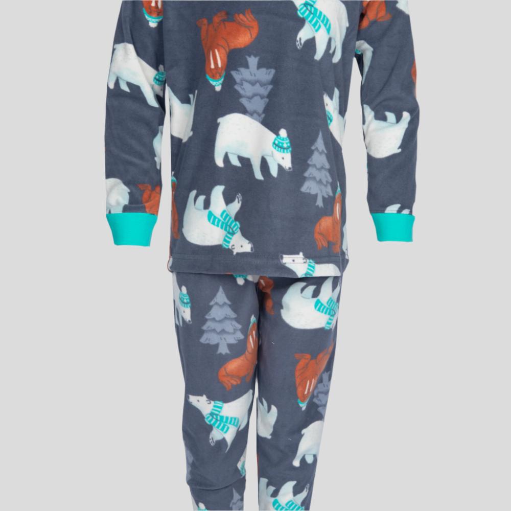 Wild Animal Boys Fleece Pajama Set - Grey