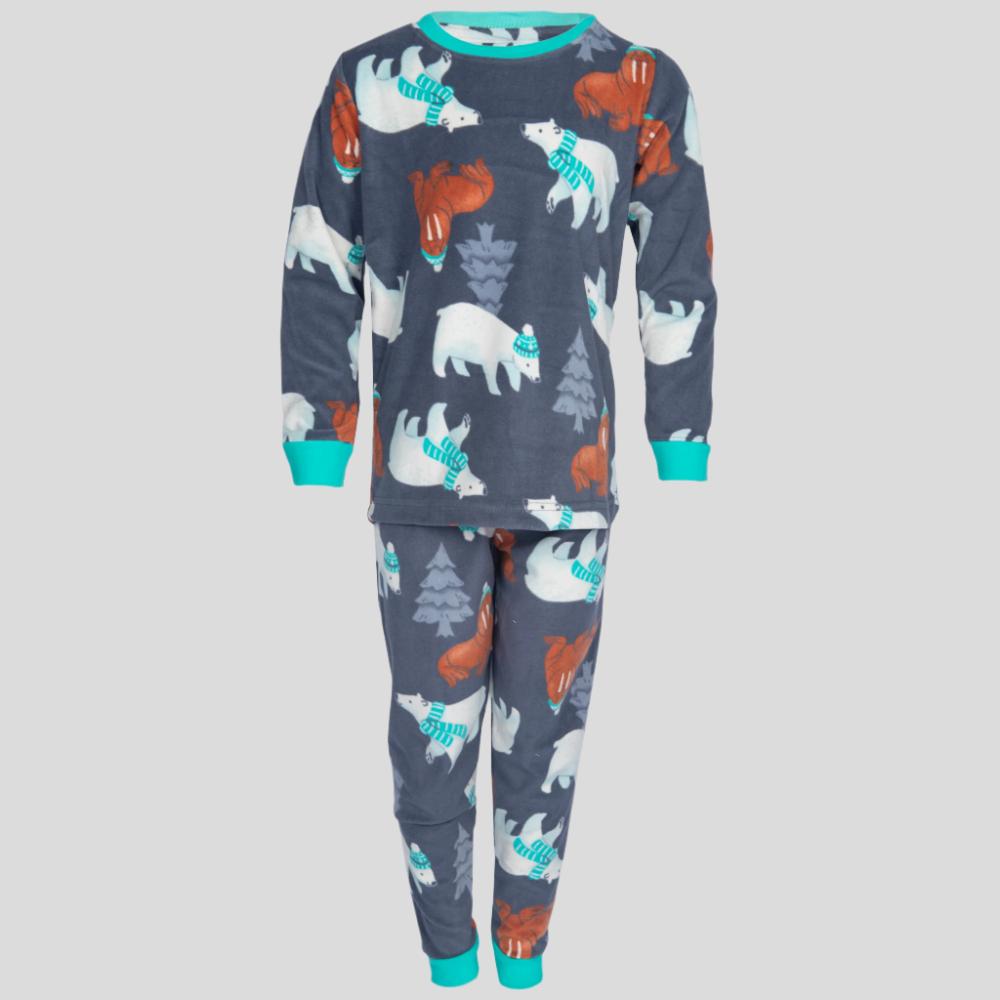 Wild Animal Boys Fleece Pajama Set - Grey