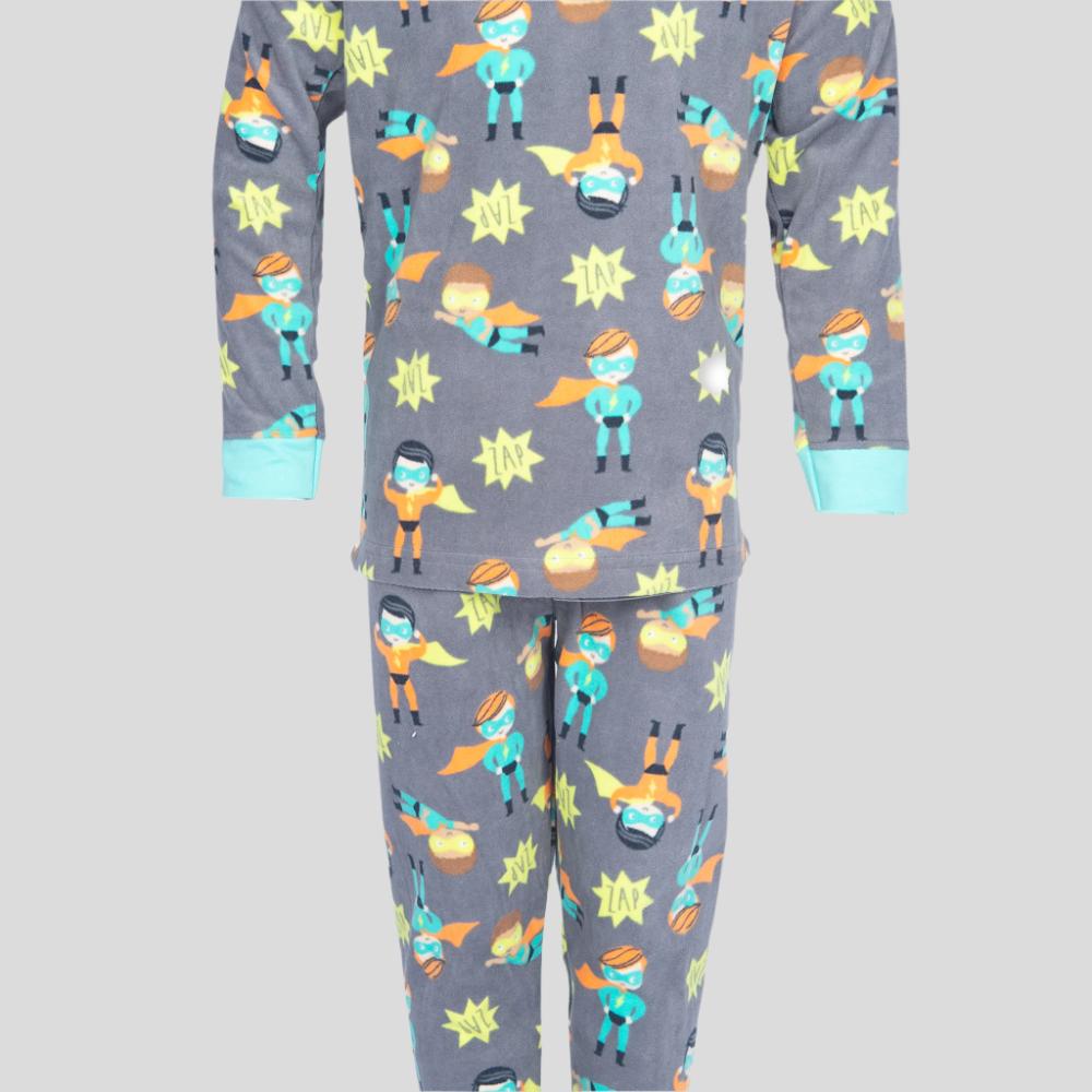 Zap Boys Fleece Pajama Set - Grey