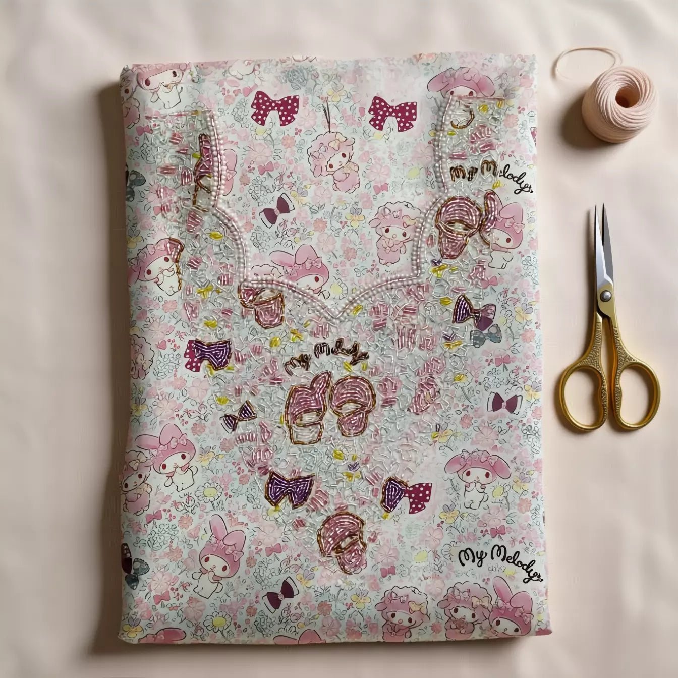 My Melodi Girls Embroidered Mukhawir - Light Pink