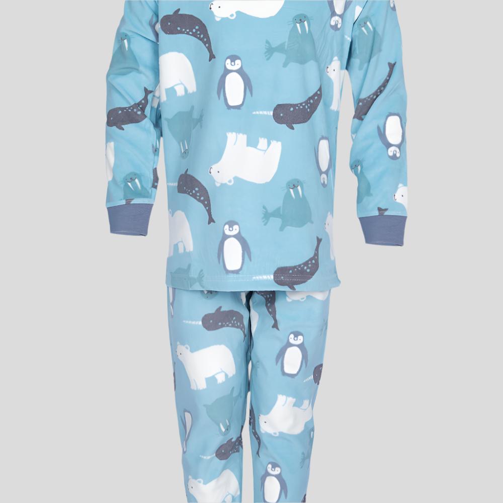 Penguin Boys Fleece Full Pajama Set - Blue