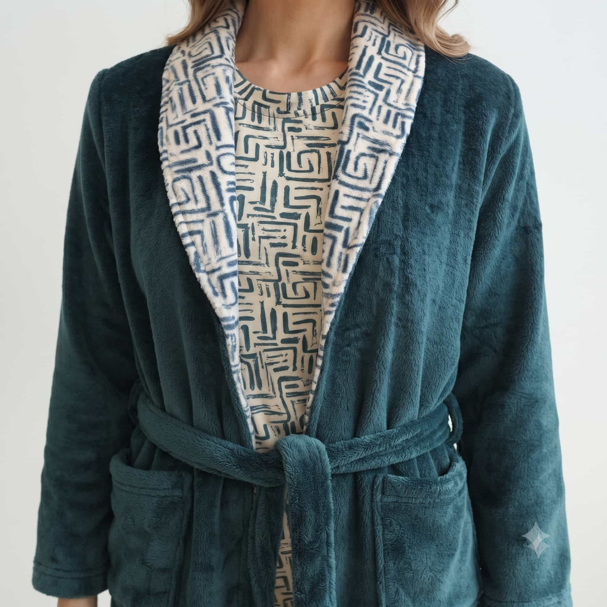 Teal Bliss Women Winter Full Sleeves Pajama Set – Deep Teal