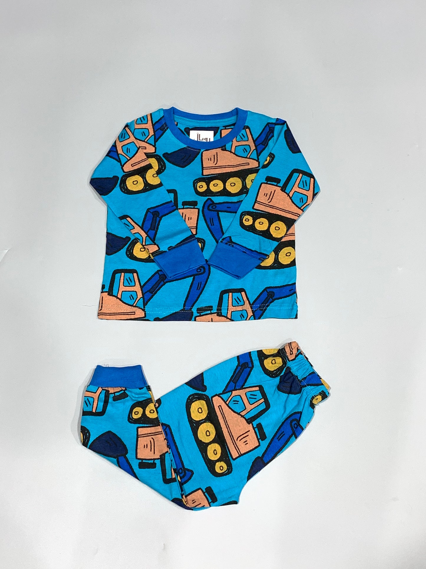 Bulldozer Boys Full Sleeves Pajama Set - Blue