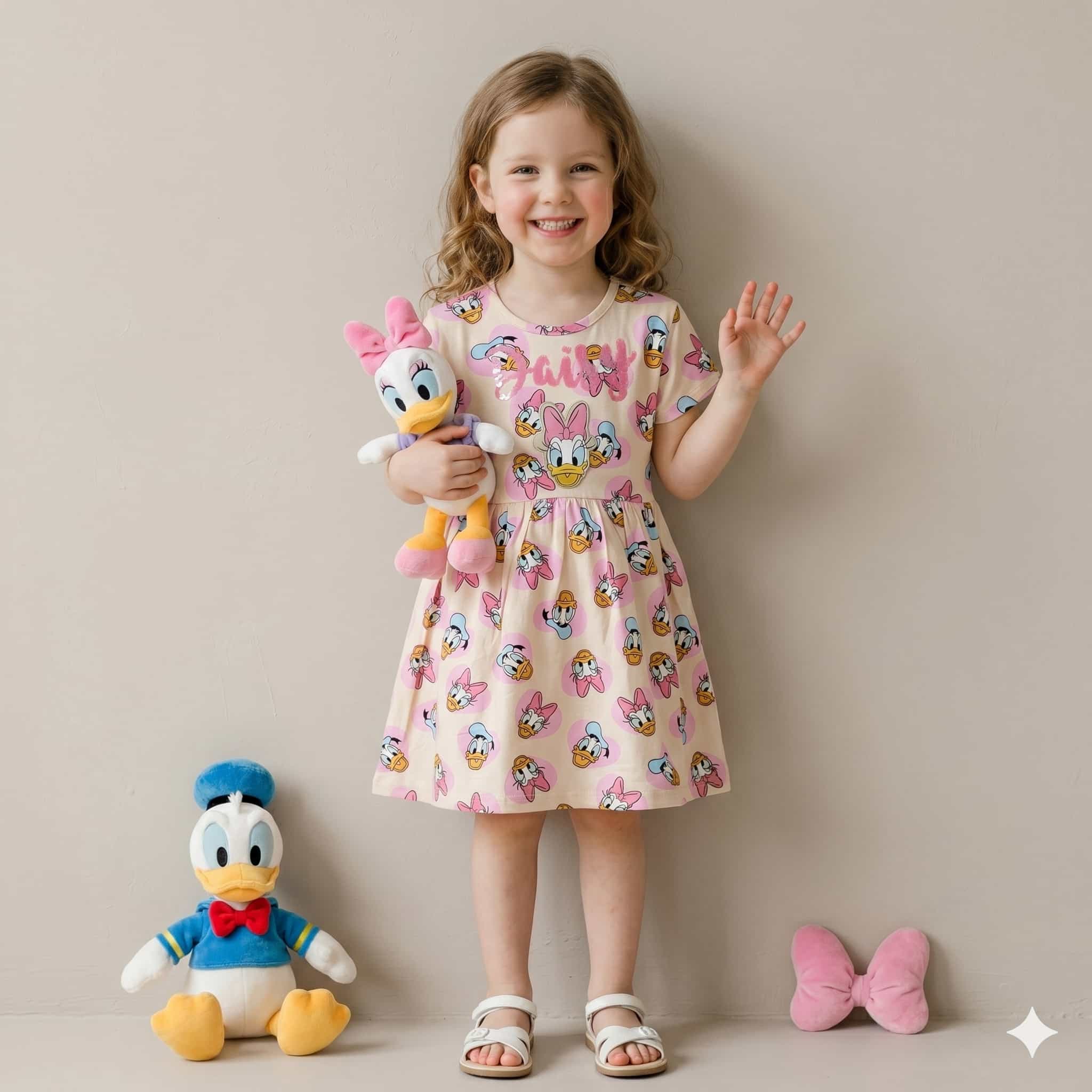 Daisy Duck Girls Frock - Beige