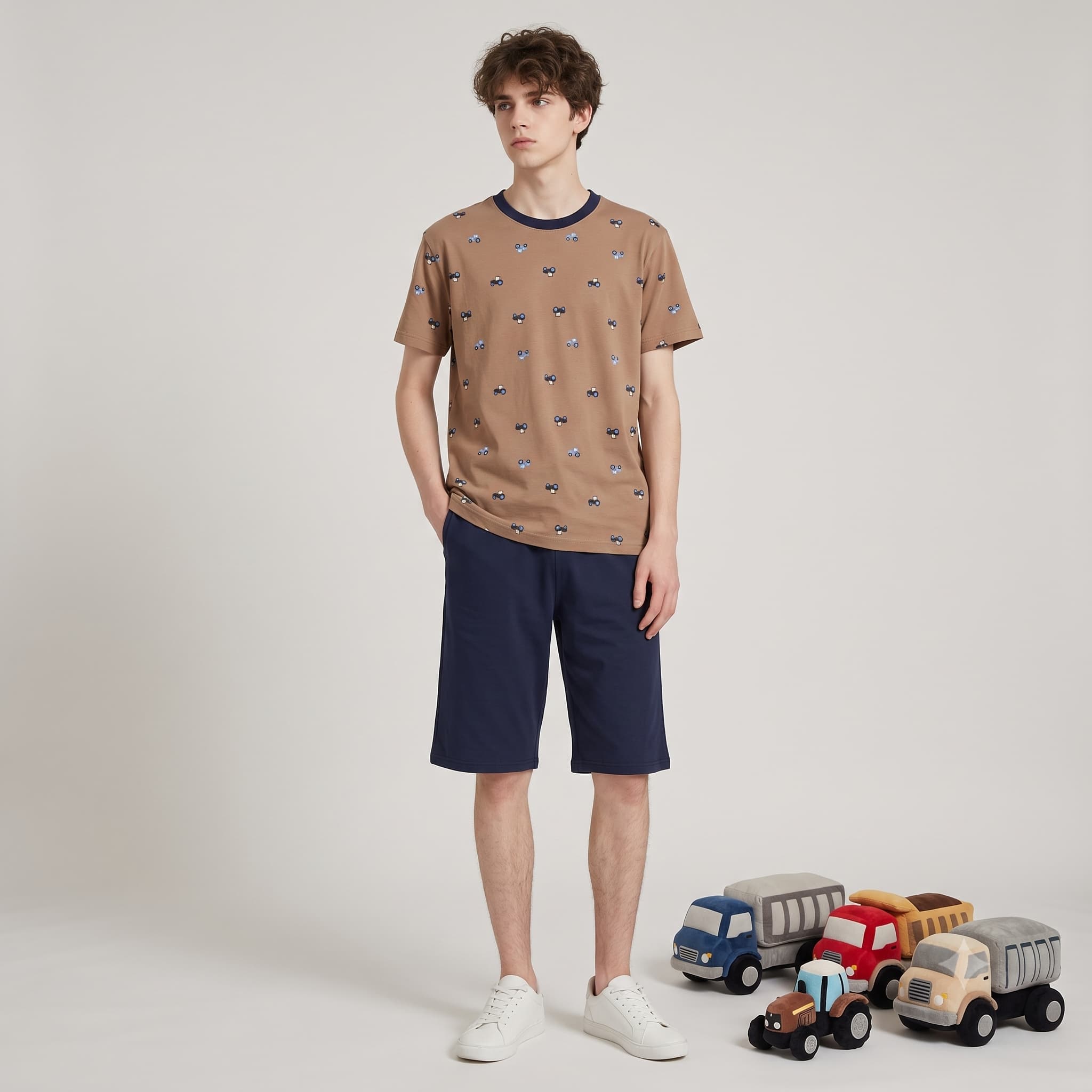 Tractor Trek Boys Short Set - Brown