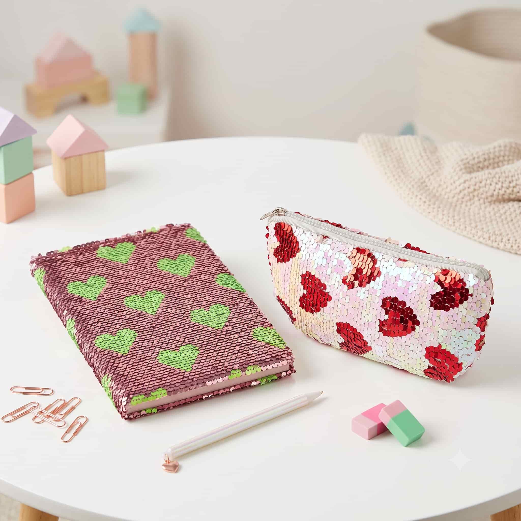 Squishy Heart Diary & Pouch Set - Maroon