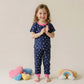 Colorful Hearts Girls Pajama Set - Navy Blue