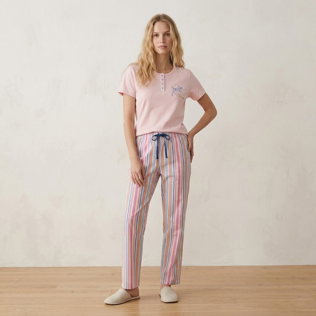 Happy Bambi Women Pajama Set - Pink