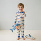 Surfing Shark Boys Full Sleeves Pajama Set - Cream