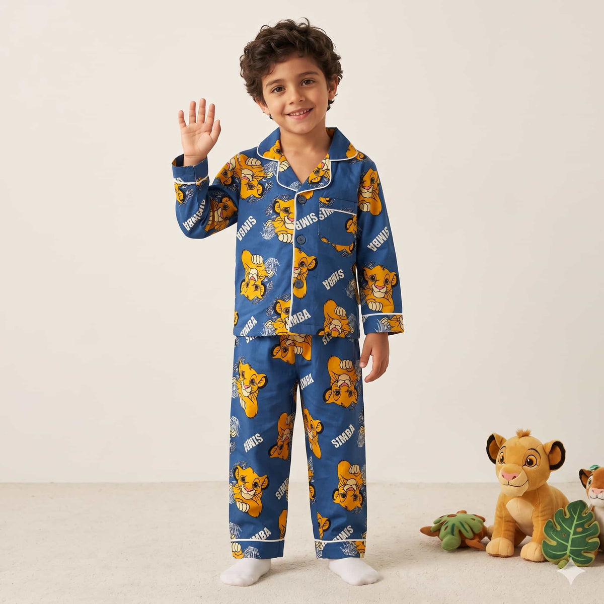 Lion King Boys Full Sleeves Pajama Set - Blue