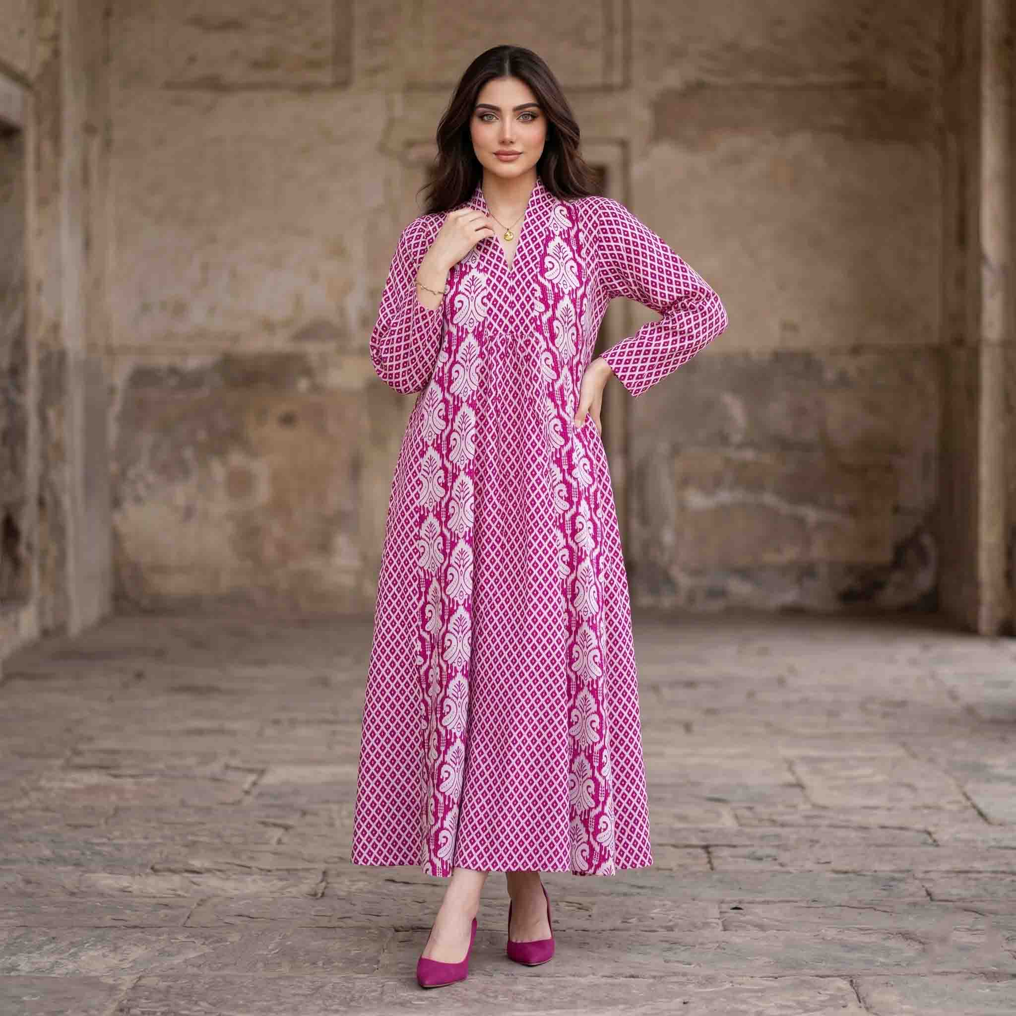 Boho Diamond Print Women Darra - Pink