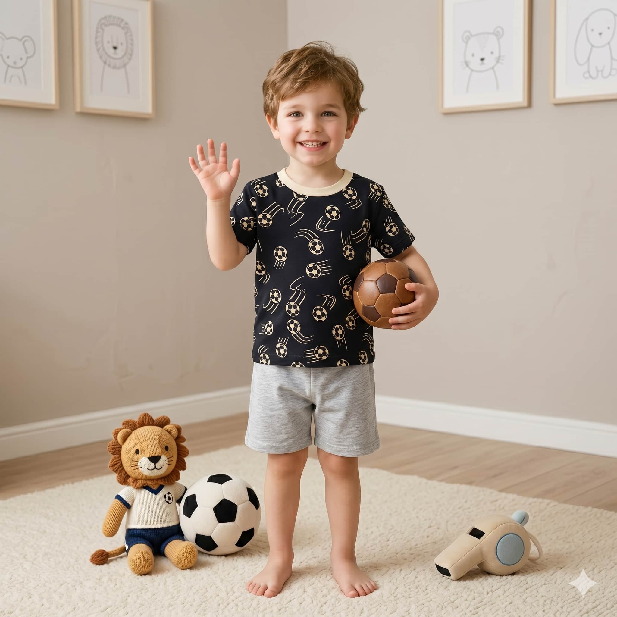 Kick Play Boys Half Sleeves Short Set - Navy Blue