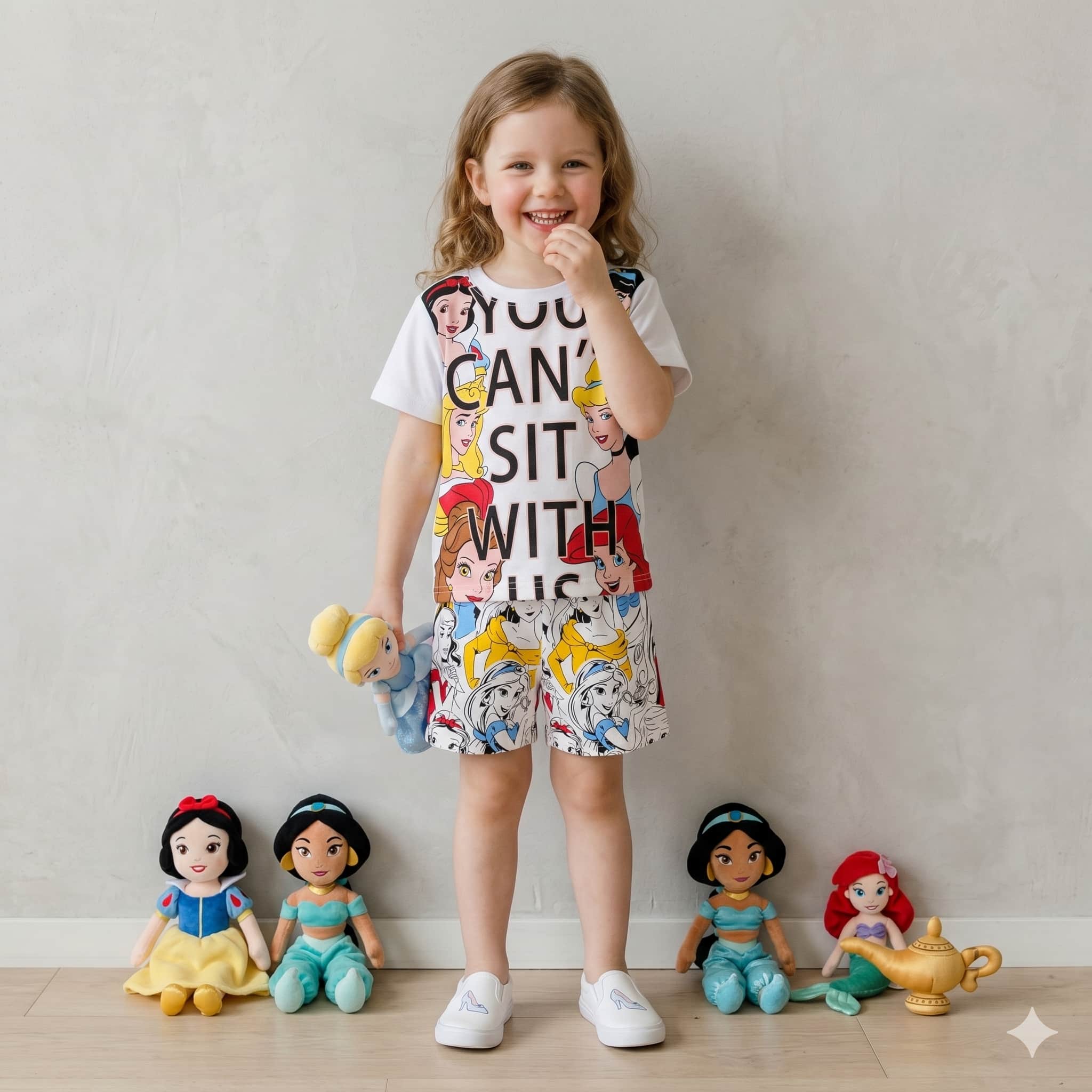 Disney Princess Girls Short Set - White