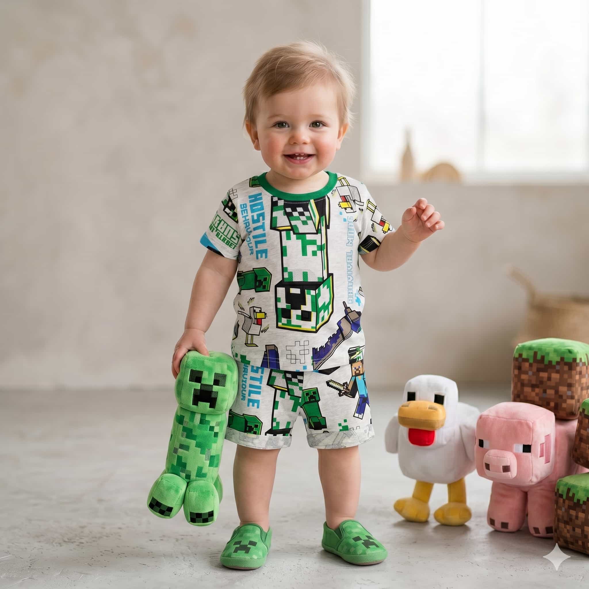 Minecraft Baby Boys Half Sleeves Set - Grey