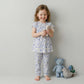 Periwinkle Bloom Girls Short Sleeves Pajama Set - White & Blue
