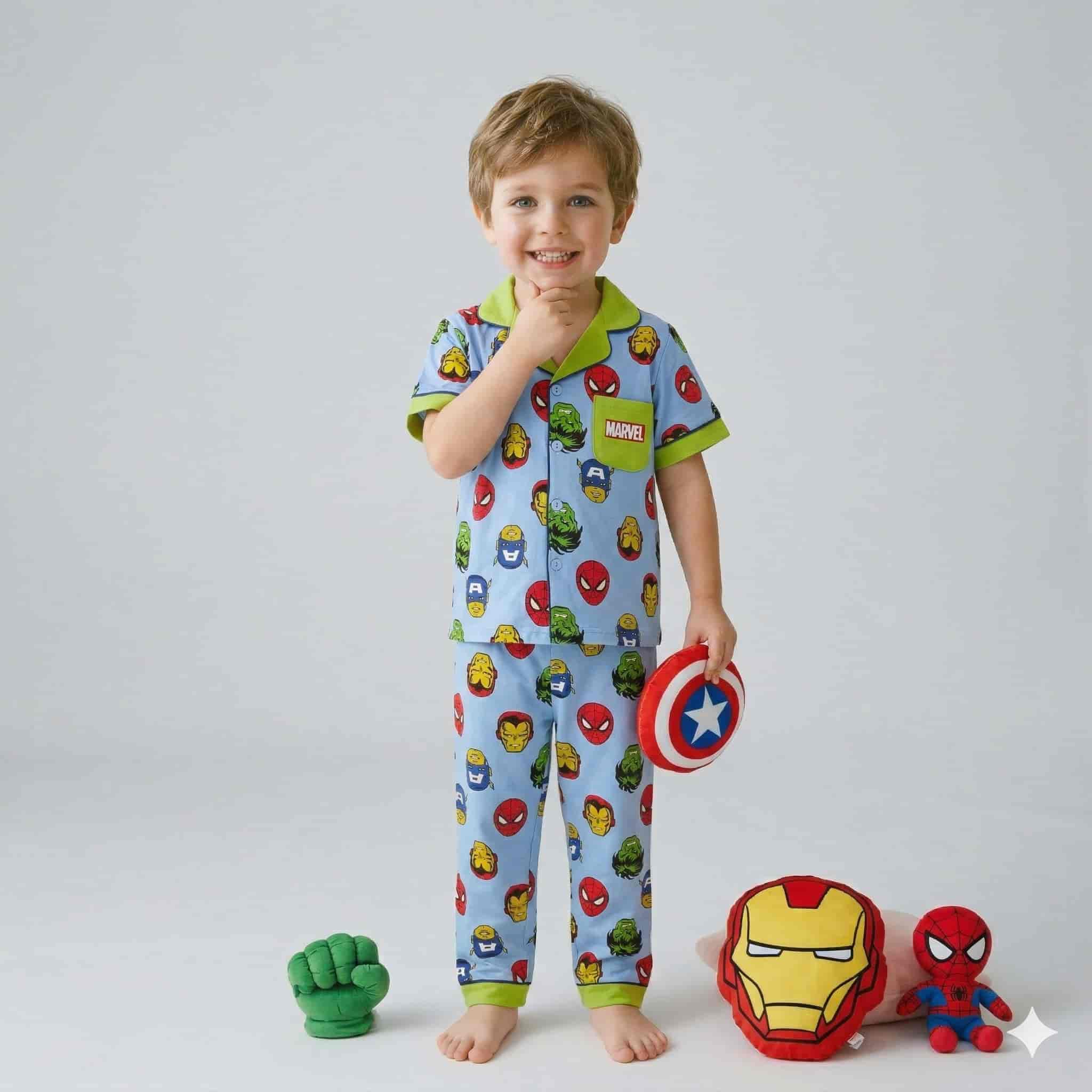 Marvel Boys Half Sleeves Pajama Set -  Blue