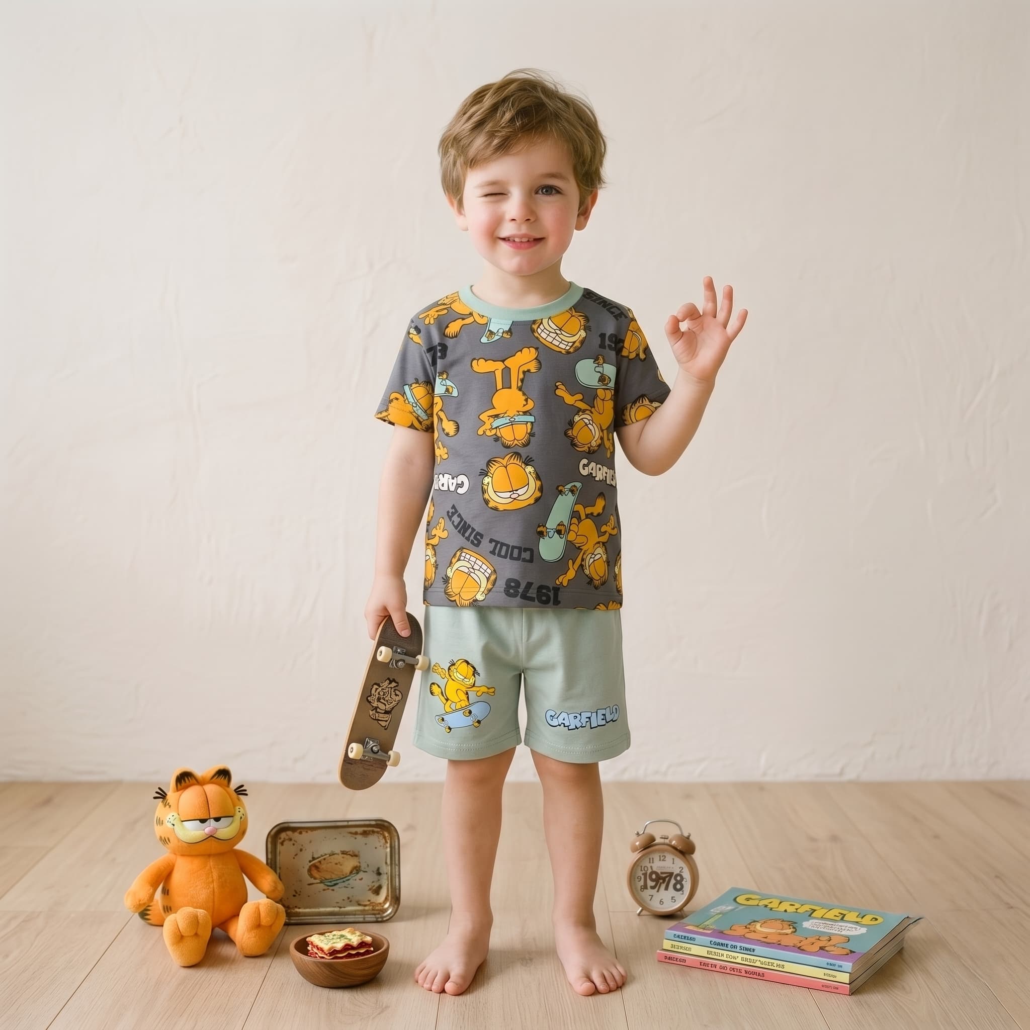 Garfield Boys Short Set - Grey