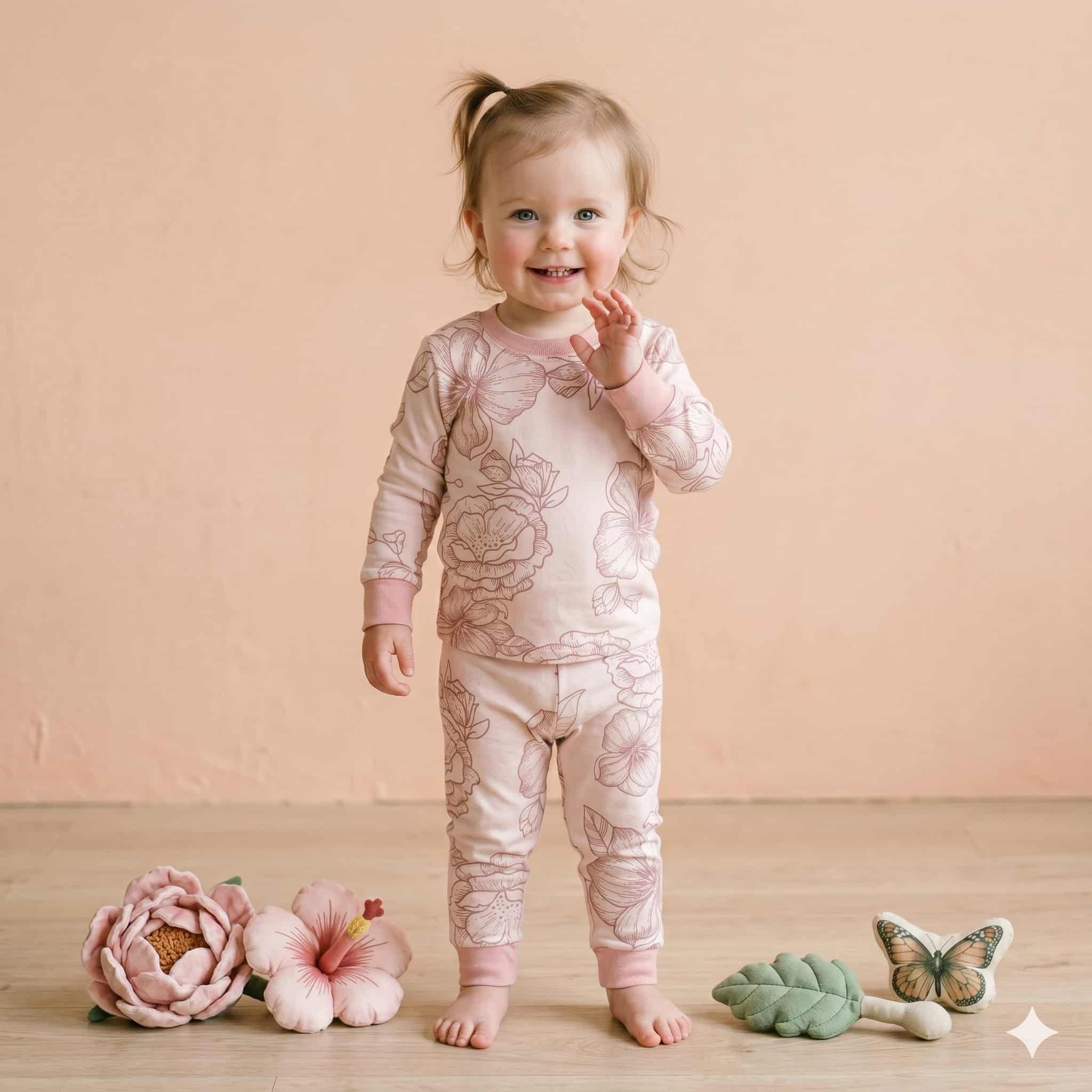 Vintage Bloom baby Girls Full Sleeves Pajama Set - Blush