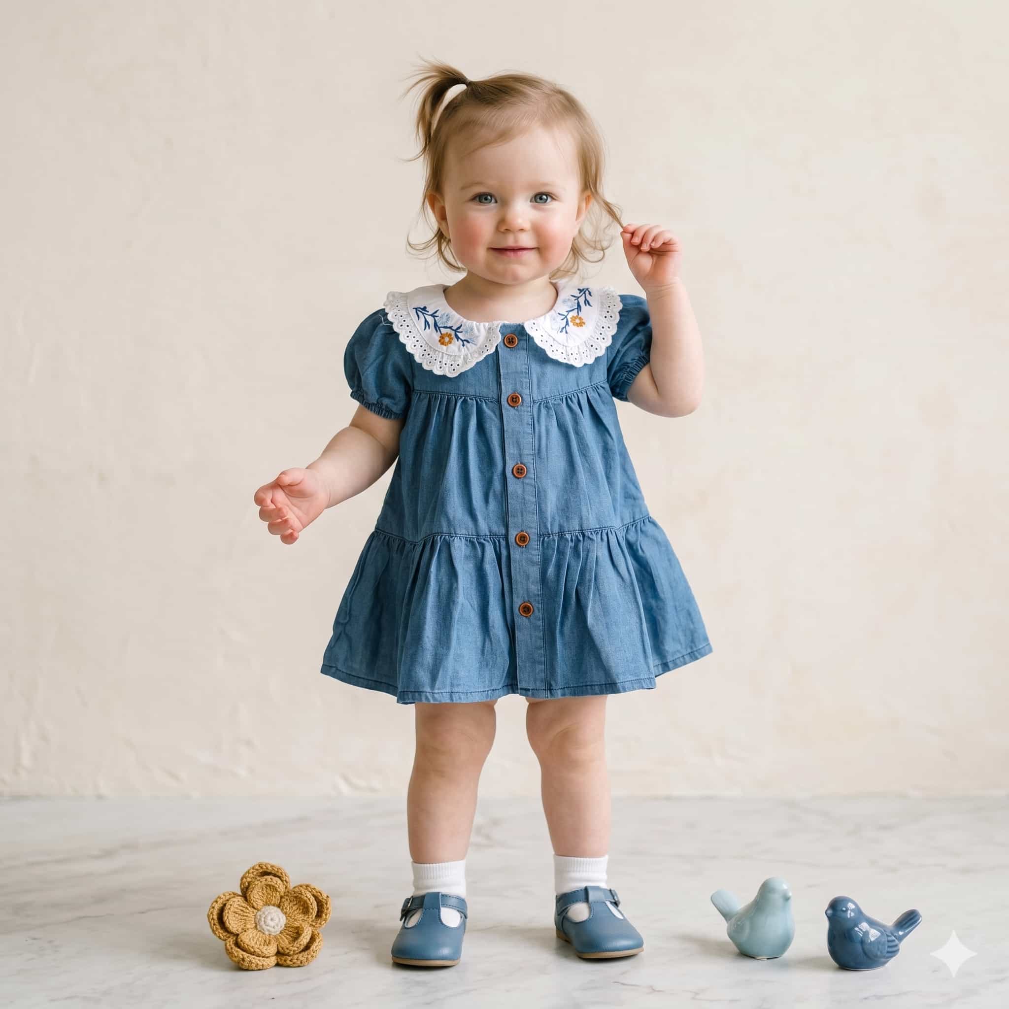 Meadow Dream Baby Girl Frock Set - Blue
