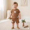 Beach Bound Baby boys Half sleeves Short set - Brown