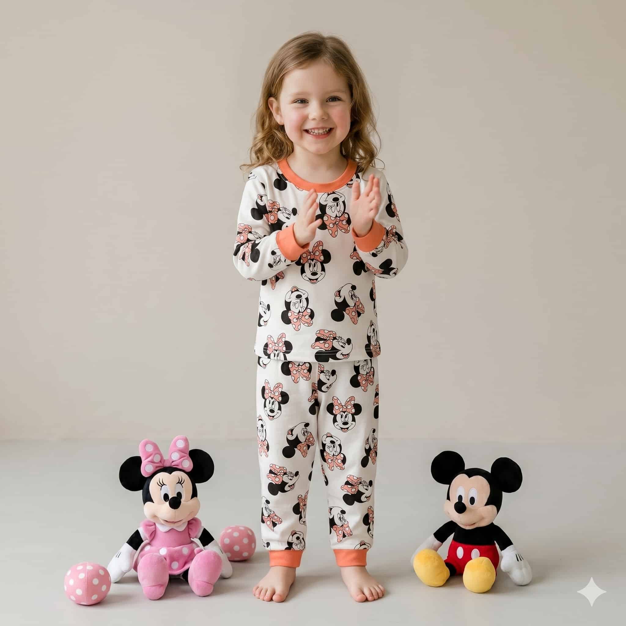 Minnie Mouse Girls Full Sleeves Pajama Set – White