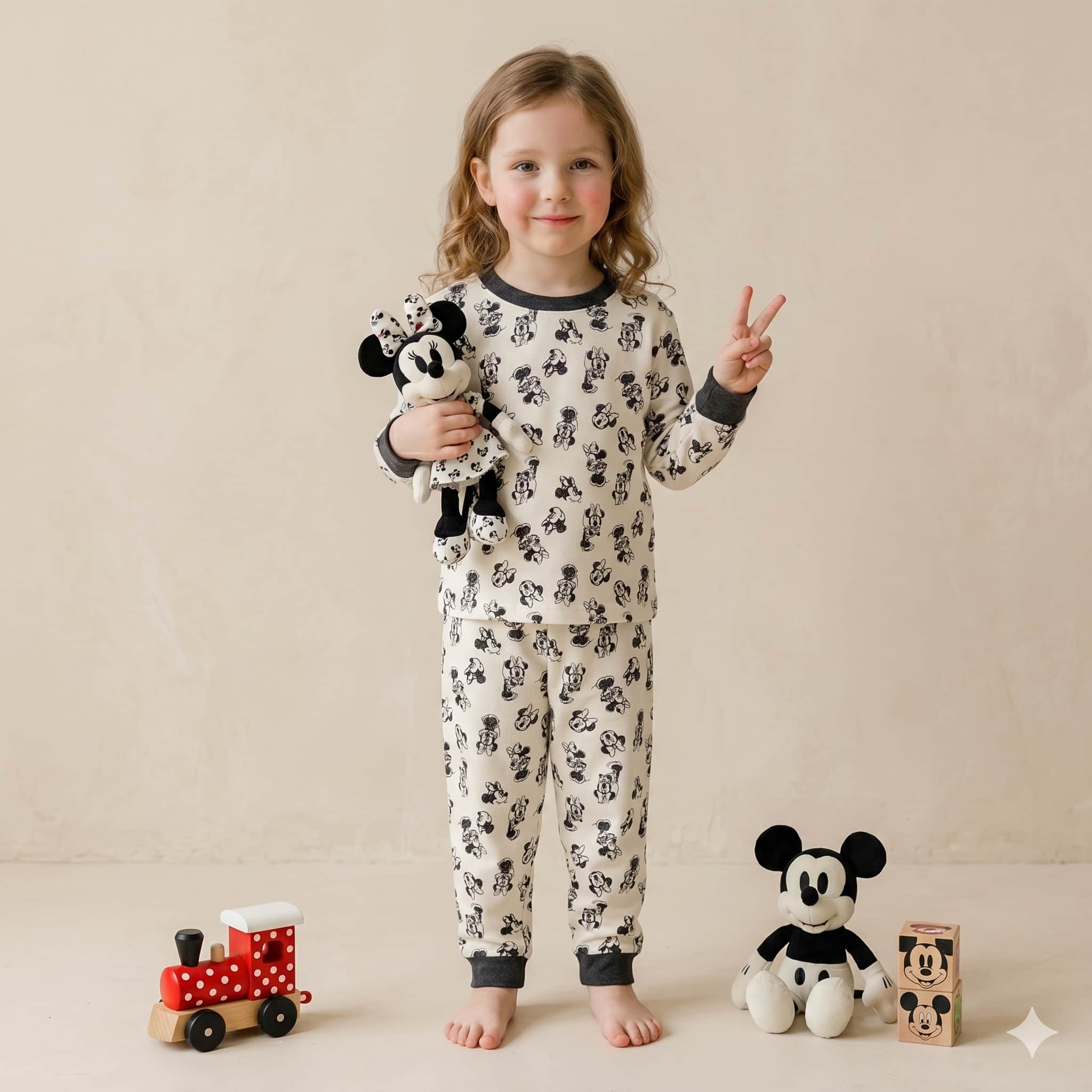 Minnie Mouse Girls Full Sleeves Set - Cream