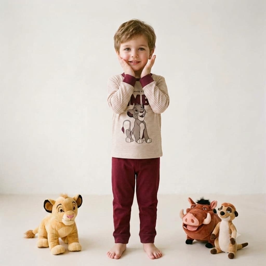 Simba Boys Full Sleeves Pajama Set – Cream