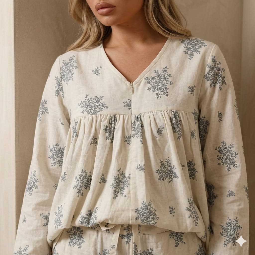 Ivory Whisper Women Full Sleeves Pajama Set – Cream