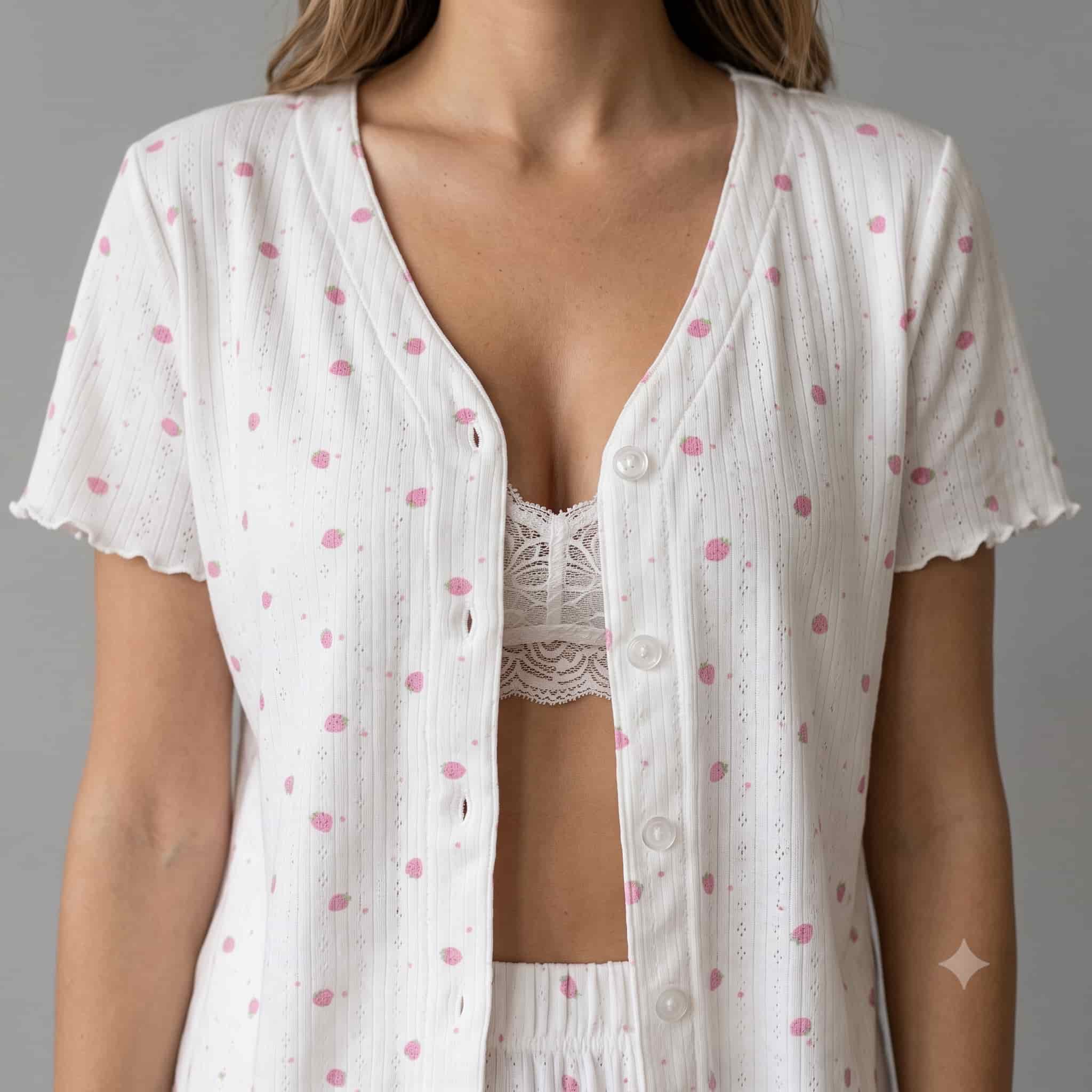 Blush Bloom Women Half Sleeves Pajama Set – White
