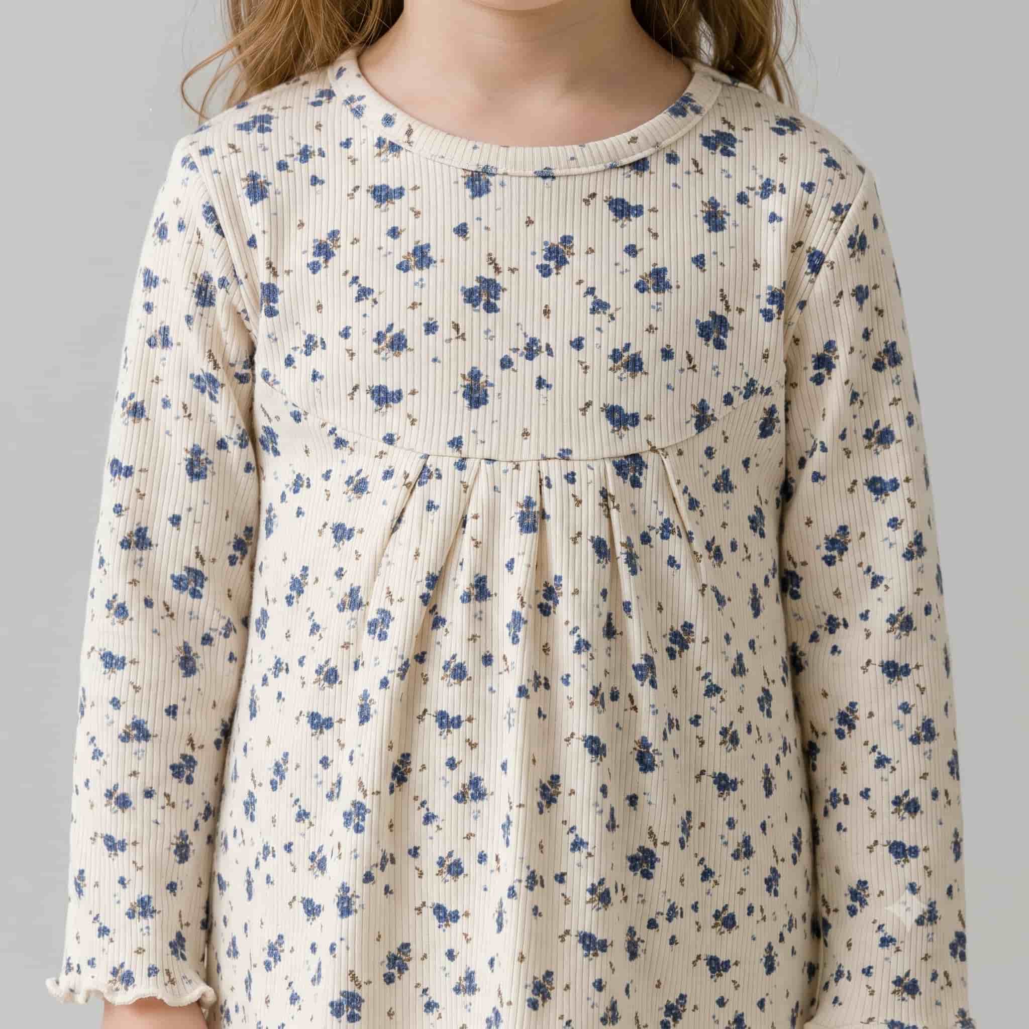 Indigo Bloom Girls Full Sleeves Pajama Set - Cream